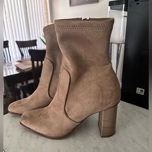 Dolce Vita Taupe Tan Suede Ankle Booties